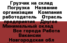 Грузчик на склад. Погрузка › Название организации ­ Компания-работодатель › Отрасль предприятия ­ Другое › Минимальный оклад ­ 20 000 - Все города Работа » Вакансии   . Новгородская обл.,Великий Новгород г.